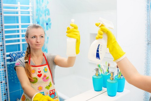 Curtain cleaning in a bright living room with dust-free drapes